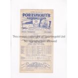 TOTTENHAM HOTSPUR / 1950-1 CHAMPIONSHIP SEASON Programme for the away League match v Portsmouth 24/
