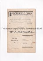 MANCHESTER UNITED Programme for the away League match v Huddersfield Town 25/3/1950, vertical