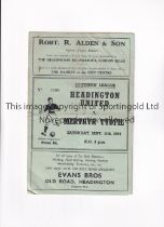 HEADINGTON UNITED V MERTHYR TYDFIL 1954 Programme for the Southern League match at Headington 11/9/