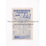 PORTSMOUTH V WEST HAM UNITED 1946 Programme for the League match at Portsmouth 2/3/1946,