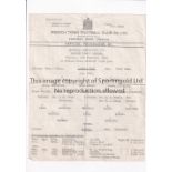 CHELSEA Single sheet programme for the away Football Combination Cup tie v Ipswich Town 19/12/