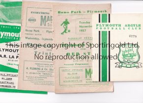 PLYMOUTH ARGYLE Six home programmes for the Floodlight Friendly match v Trinidad 23/9/1953, Red Star