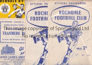 ROCHDALE Ten home programmes v Stockport, 10/4/50, Mansfield 14/4/51, Tranmere Rovers 8/11/52, all 3