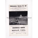 1952 HEREFORDSHIRE SENIOR CUP FINAL Programme for Kidderminster Harriers at home v Merthyr Tydfil