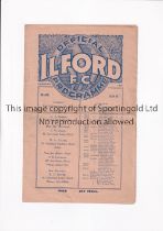 ILFORD V LONDON CALEDONIANS 1929 Programme for the Isthmian League match at Ilford 2/11/1929,