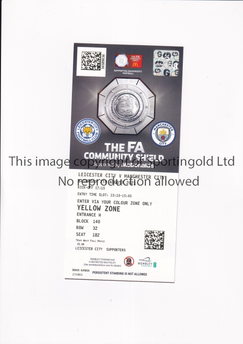 2021 COMMUNITY SHIELD / LEICESTER CITY V MANCHESTER CITY Ticket for the match at Wembley 7/8/2021, - Image 3 of 4