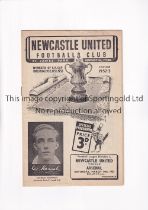 ARSENAL Programme for the away League match v Newcastle United 14/3/1953, very slightly creased,