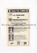 PORTLAND TIMBERS V DUNDEE UNITED 1985 Programme for the Friendly at Portland 12/6/1985, very