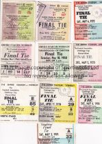 FA CUP FINAL TICKETS Ten seat tickets for matches at Wembley, 1962, 1963, 1965, 1968, 1969, 1970,