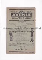 WALTHAMSTOW AVENUE V LEYTON 1946 Programme for the London Charity Cup tie at Walthamstow 28/9/