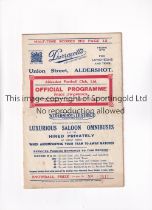 ALDERSHOT V SOUTHEND UNITED 1932 Programme for the League match at Aldershot 27/8/1932, horizontal