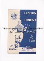 LEYTON ORIENT V R. C HAARLEM 1951 / FESTIVAL OF BRITAIN Programme for the match at Leyton 12/5/1951,