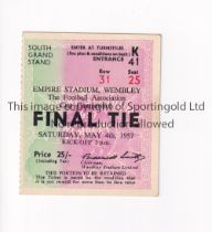 1957 FA CUP FINAL Seat ticket for Aston Villa v Manchester United at Wembley 4/5/1957. Good