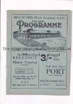 BRADFORD PARK AVENUE V BARROW 1926 Programme for the League match at Bradford 3/4/1926, ex-binder.