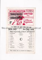 1969 FA YOUTH CUP SEMI-FINAL / MANCHESTER UNITED V WEST BROMWICH ALBION Single sheet programme for