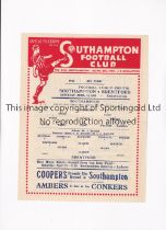 SOUTHAMPTON V BRENTFORD 1945 Single sheet programme for the FL South match at Southampton 14/4/1945,
