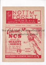 NOTTINGHAM FOREST V MILLWALL 1949 Programme for the League match at Forest 31/12/1949, slight