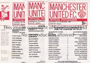 MANCHESTER UNITED Fifteen home single sheet programmes, including 2 X Central League matches for the