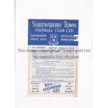 1961 LEAGUE CUP SEMI-FINAL / SHREWSBURY TOWN V ROTHERHAM UNITED Programme for the tie at