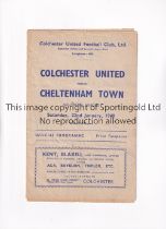 COLCHESTER UNITED V CHELTENHAM TOWN 1949 Programme for the Southern League match at Colchester 22/