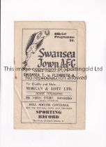 SWANSEA TOWN V PLYMOUTH ARGYLE 1949 Programme for the League match at Swansea 5/11/1949,