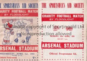 NEUTRAL MATCHES AT ARSENAL FC Two programmes for the Charity Football matches both played at Arsenal