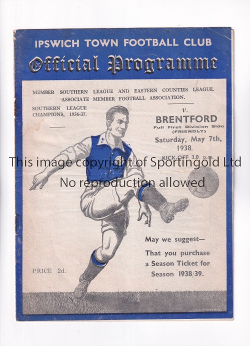 IPSWICH TOWN V BRENTFORD 1938 Programme for the Friendly League match at Ipswich Town 7/5/1938, - Image 3 of 4