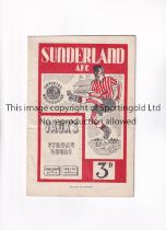 SUNDERLAND V WOLVERHAMPTON WANDERERS 1951 Programme for the League match at Sunderland 5/5/1951,