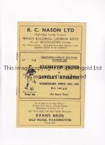 HEADINGTON UNITED V LOVELL'S ATHLETIC 1954 Programme for the Southern League Cup Final 2nd Leg at