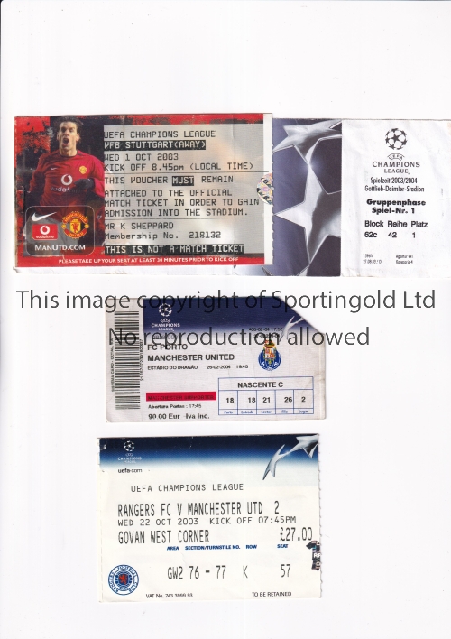 MANCHESTER UNITED Three away tickets for the UEFA Champions League matches v FB Stuttgart 1/10/