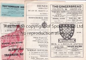 RESERVES AND YOUTH PROGRAMMES Sixty programmes from 1960's - 1980's including Grantham v Lincoln