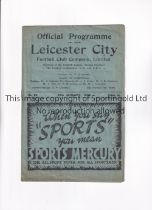 LEICESTER CITY V WATFORD FA CUP 1936 Programme for the FA Cup tie at Leicester City 25/1/1936,