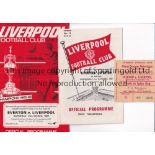 LIVERPOOL Two programmes including home v Everton 1/10/1958 Floodlit Challenge Cup tie and away v