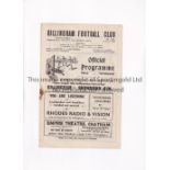 GILLINGHAM V SNOWDOWN C.W. 1949 / KENT CUP SEMI-FINAL Programme for the match at Gillingham 2/4/