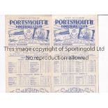 PORTSMOUTH Two home programmes for the League matches v Newcastle United 2/9/1950 and West