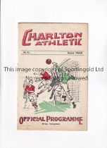 CHARLTON ATHLETIC V COVENTRY CITY 1935 Programme for the League match at Charlton 2/3/1935,