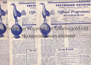 TOTTENHAM HOTSPUR V MANCHESTER UNITED 1950'S Four programmes for the league matches at Tottenham