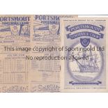 PORTSMOUTH Three programmes for home Football Combination matches v Swansea 19/4/1947, Southend 9/