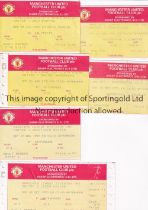 MANCHESTER UNITED Six home tickets including v Southampton 23/1/1991 League Cup, Bolton Wanderers