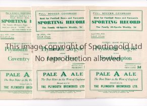 PLYMOUTH ARGYLE Three home programmes for League matches in season 1949/50 v Southampton 22/4/
