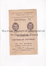 1948 FA CUP SEMI-FINAL / BLACKPOOL V TOTTENHAM HOTSPUR Programme for the match played at Villa
