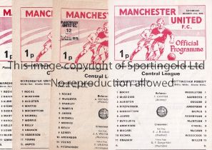 MANCHESTER UNITED Fifteen home single sheet programmes for the Central League matches, including 4 X