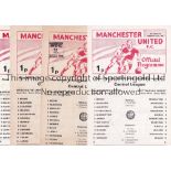 MANCHESTER UNITED Fifteen home single sheet programmes for the Central League matches, including 4 X