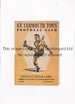GREAT YARMOUTH V R.A.F. XI 1956 Programme for the match at Great Yarmouth 10/9/1956, hole at the