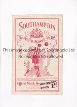 SOUTHAMPTON V WEST HAM UNITED 1937 Programme for the London Combination match at Southampton 13/3/