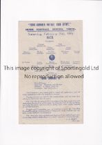 YEOVIL COMBINED XI V R.N.T.D. 1945 Four page programme for the match at Yeovil Town F.C. 24/2/