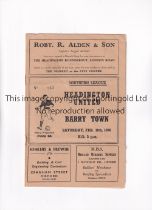 HEADINGTON UNITED V BARRY TOWN 1956 Programme for the Southern League match at Headington 11/2/1956,