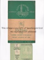 LONDON FOOTBALL OLYMPICS 1948 Programme and ticket for the XIVth Olympiad London 1948 at Empire