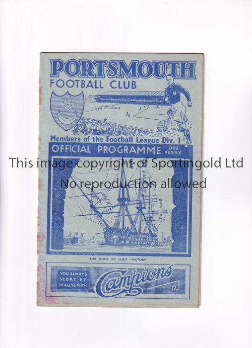 CHELSEA Programme for the away League match v Portsmouth 2/10/1937, staples rusted away, slight - Image 3 of 4