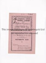 SWINDON TOWN V IPSWICH TOWN 1946 Programme for the Football Combination match at Swindon 14/9/